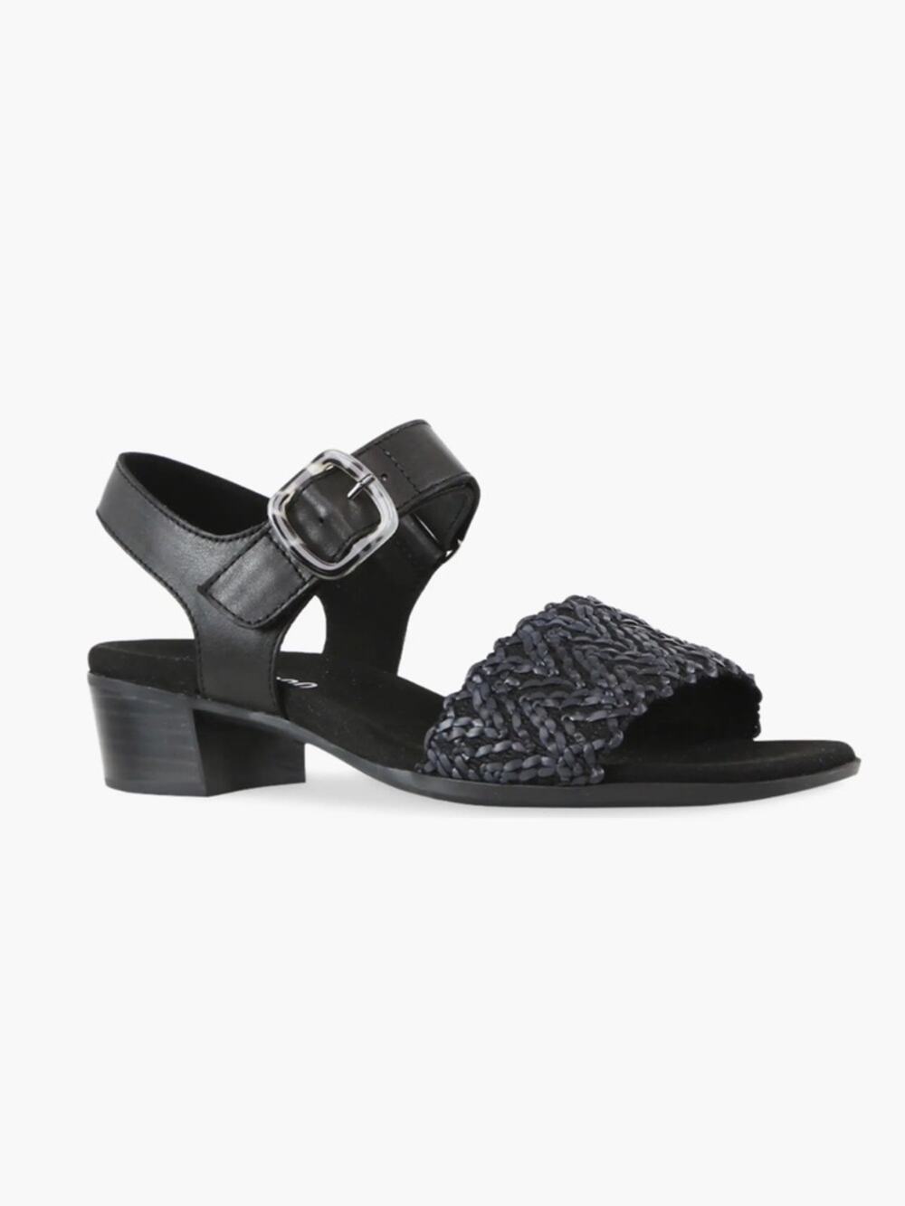 Munro Leeland Ankle Strap Black Raffia Leather Sandals – Sz 9.5W